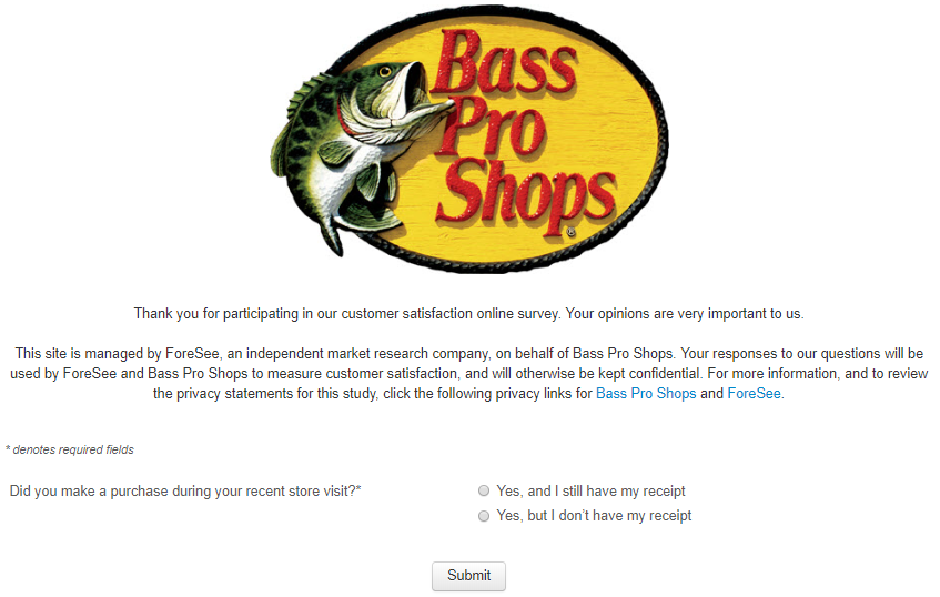 Bass Pro Shop Survey