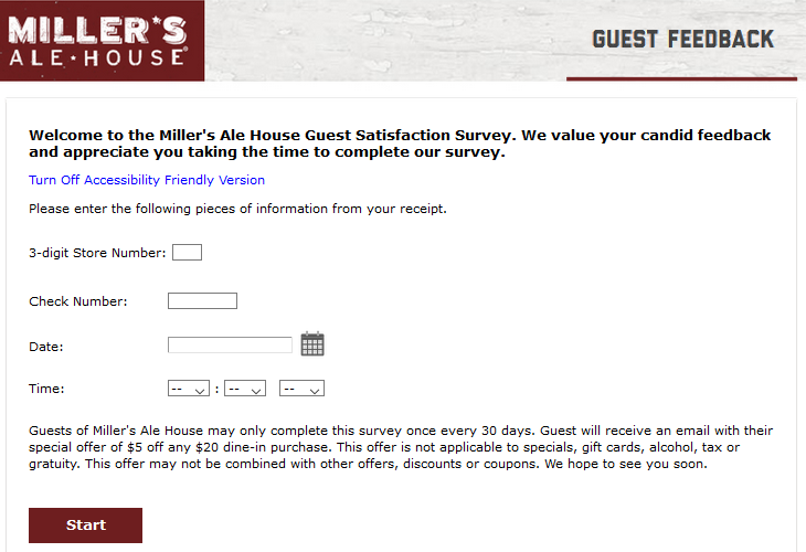 Miller's Ale House Survey