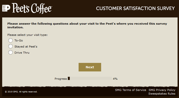 peets coffee survey